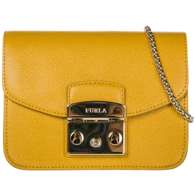 Shop Furla Women's Leather Shoulder Bag Metropolis In Yellow