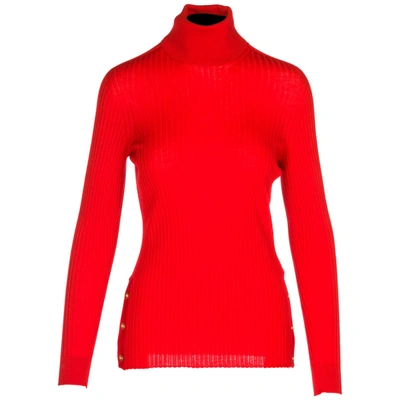 Shop Versace Women's Jumper Sweater Turtle Neck In Red