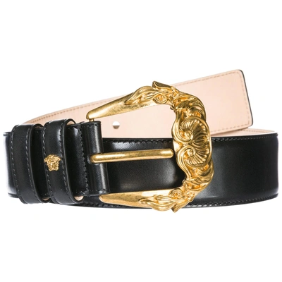 Shop Versace Women's Genuine Leather Belt In Black