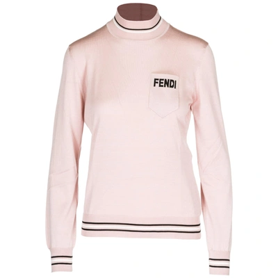 Shop Fendi Women's Jumper Sweater Turtle Neck In Pink