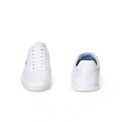 Shop Lacoste Men's Menerva Sport Textile Trainers In White/dark Blue