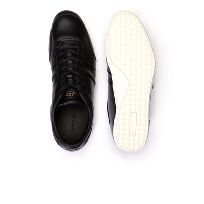 Shop Lacoste Men's Storda Leather Trainers In Black/offwhite
