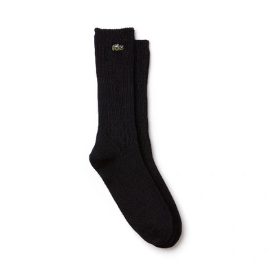 Shop Lacoste Men's Ribbed Stretch Cotton Socks In Black