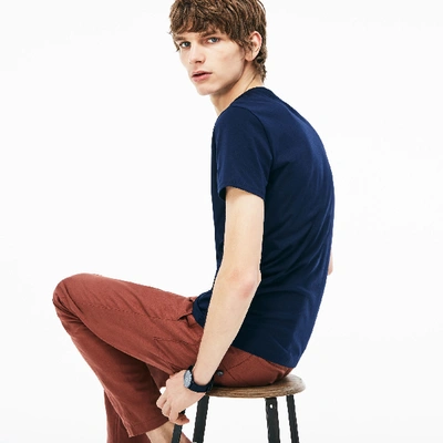 Lacoste Mens Classic Logo-embroidered Cotton-jersey T-shirt Navy In Navy Blue