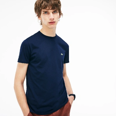 Lacoste Mens Classic Logo-embroidered Cotton-jersey T-shirt Navy In Navy Blue