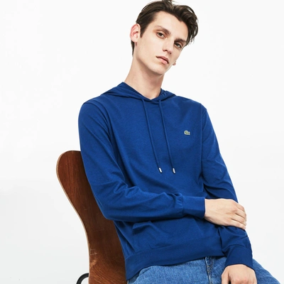 Shop Lacoste Men's Hooded Cotton Jersey Sweatshirt In Inkwell