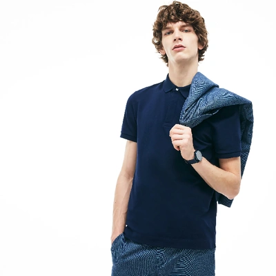 Lacoste Stretch Cotton Paris Regular Fit Polo Shirt In Navy Blue
