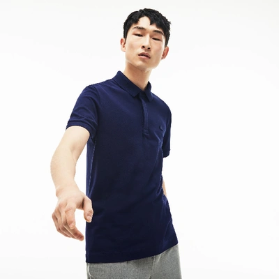 Lacoste Stretch Cotton Paris Regular Fit Polo Shirt In Navy Blue