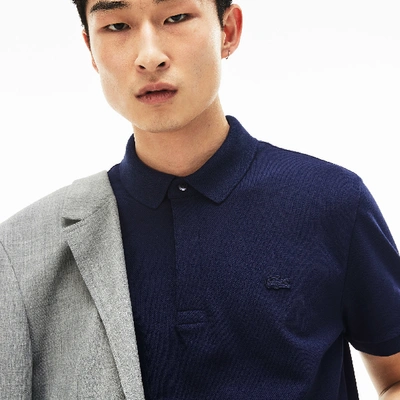 Lacoste Stretch Cotton Paris Regular Fit Polo Shirt In Navy Blue
