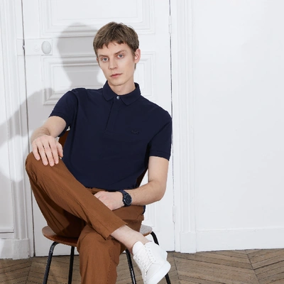 Lacoste Stretch Cotton Paris Regular Fit Polo Shirt In Navy Blue