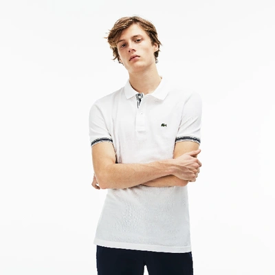 Shop Lacoste Men's Slim Fit Piped Sleeves Piqué Polo In White