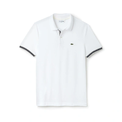 Shop Lacoste Men's Slim Fit Piped Sleeves Piqué Polo In White
