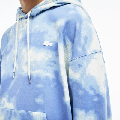 Lacoste Men's Live Hooded Cloud Print Fleece Sweatshirt In White / Light  Blue | ModeSens