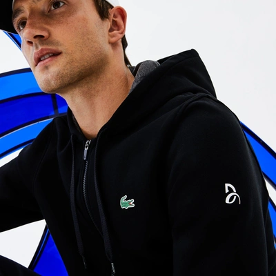 Lacoste Men's Sport Novak Djokovic Technical Fleece Hooded Zip Sweatshirt  In Black,grey Chine,white | ModeSens