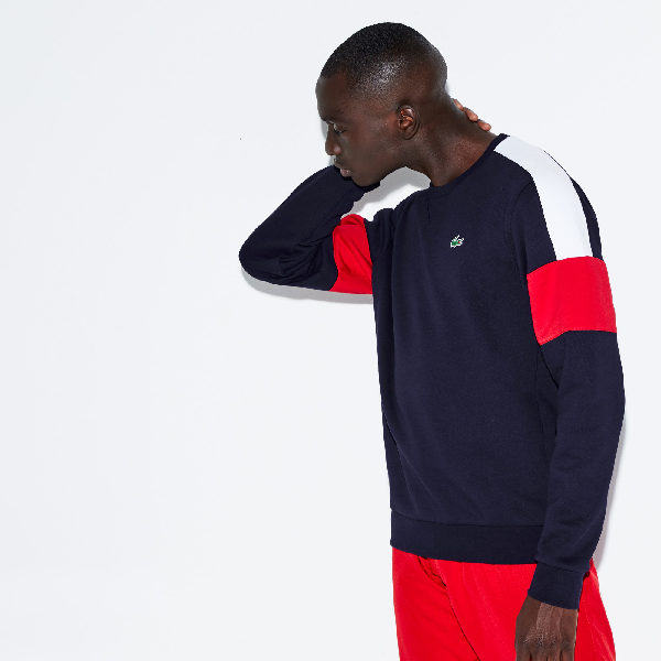 men's lacoste sport colorblock fleece tennis sweatshirt