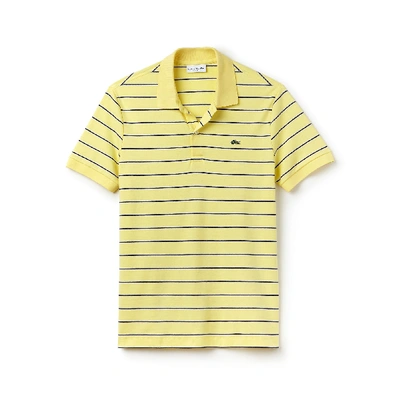 Shop Lacoste Men's Regular Fit Pima Cotton Polo In Yellow / White / Navy Blue