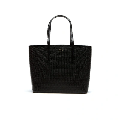 Shop Lacoste Women's Chantaco Piqué Leather Tote Bag In Black