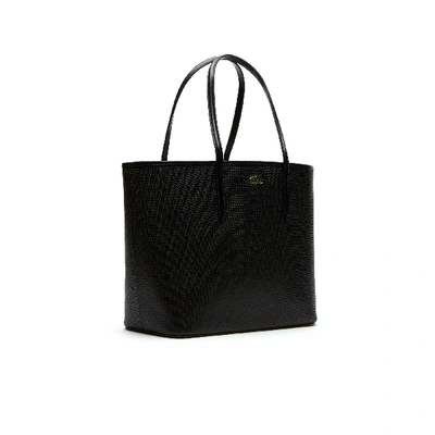 Shop Lacoste Women's Chantaco Piqué Leather Tote Bag In Black