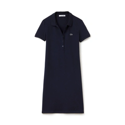Shop Lacoste Women's Polo Dress In Stretch Mini Piqué In Navy Blue