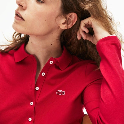 Shop Lacoste Women's Slim Fit Stretch Mini Piqué Polo Shirt In Red