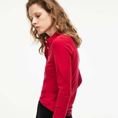 Shop Lacoste Women's Slim Fit Stretch Mini Piqué Polo Shirt In Red