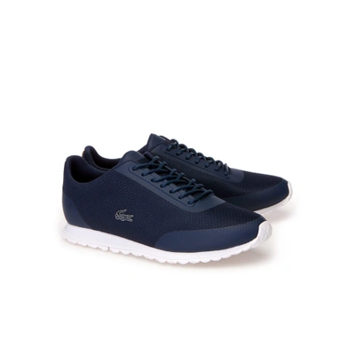 Shop Lacoste Women's Helaine Runner Textile Trainers In Nvy/wht