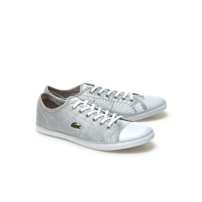 Shop Lacoste Women's Ziane Textile Trainers In Light Grey/white