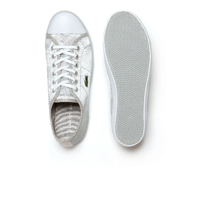 Shop Lacoste Women's Ziane Textile Trainers In Light Grey/white