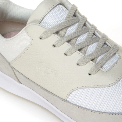 Shop Lacoste Women's Chaumont Mixed Material Trainers In Light Grey/light Tan/whit