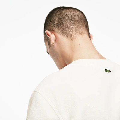 Shop Lacoste Unisex Live Crew Neck Xl Embroidery Fleece Sweatshirt In White / Green