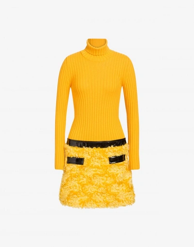 Shop Moschino Short Dress In Cotton And Mohair