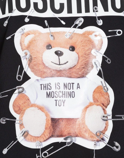Shop Moschino Short Dress In Cotton With Safety Pin Teddy Print 2
