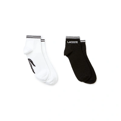 Shop Lacoste Men's Two-pack Of Tennis Low-cut Socks In Jacquard Jersey - M In Black