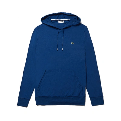 Shop Lacoste Men's Hooded Cotton Jersey Sweatshirt In Blue