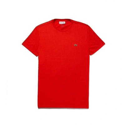 Shop Lacoste Men's Crew Neck Pima Cotton Jersey T-shirt In Red