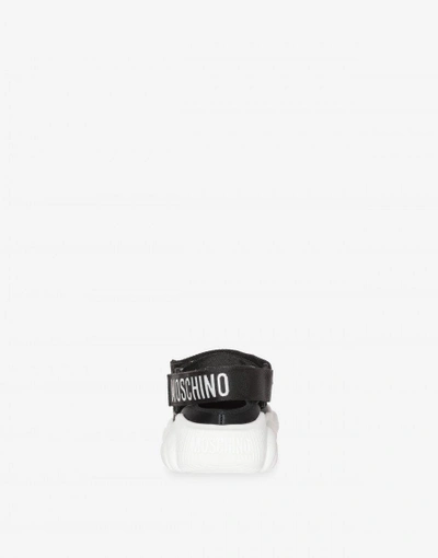 Shop Moschino Teddy Run Stretch Satin Sandals In Black
