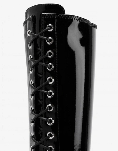 Shop Moschino Boots In Patent Leather 31339 In Black