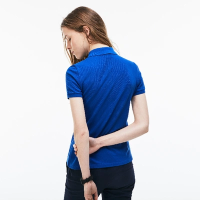 Shop Lacoste Women's Slim Fit Stretch Piqué Polo In Blue / White