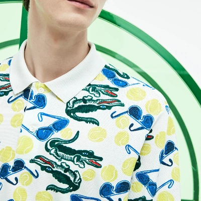 Shop Lacoste Unisex Fashion Show Mm Collab Piqué Polo In White/gipsy Blue-flash Re
