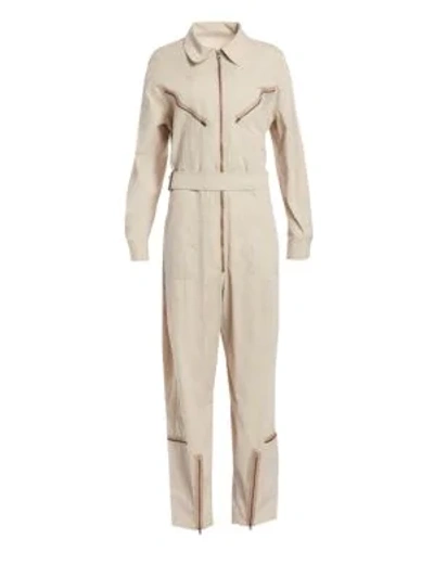 Shop Tre By Natalie Ratabesi Pigalle Belted Jumpsuit In Sand