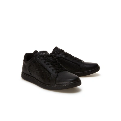 Shop Lacoste Men's Carnaby Evo Leather Sneakers In Blk/blk