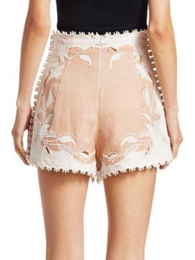 Shop Zimmermann Corsage Lily Embellished Shorts In Nude