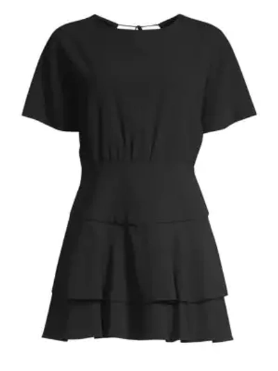 Shop Alice And Olivia Palmira Flounce Hem Mini Dress In Black