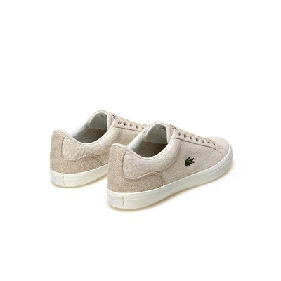 Shop Lacoste Men's Lerond Canvas Trainers In White/natural