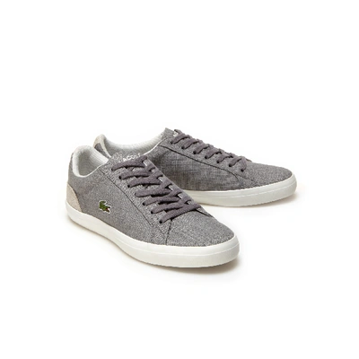 Shop Lacoste Men's Lerond Canvas Trainers In Grey/natural