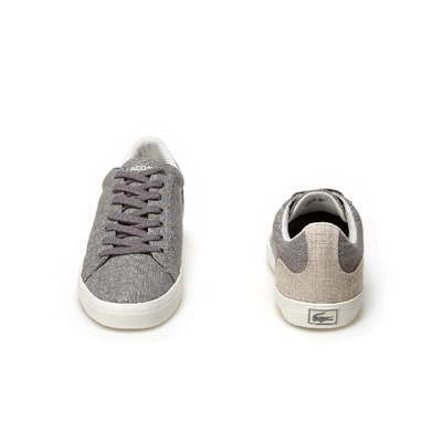 Shop Lacoste Men's Lerond Canvas Trainers In Grey/natural