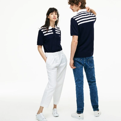 Shop Lacoste Unisex L.12.12 85th Anniversary Limited Edition Piqué Polo In Navy Blue / White / Navy Blue