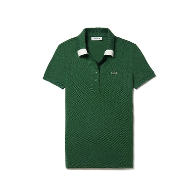 Shop Lacoste Women's Slim Fit Stretch Piqué Polo In Green / White