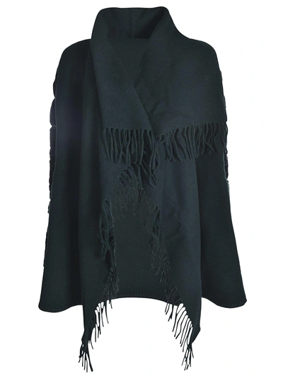 Shop Moncler Fringed Open Cape In 868