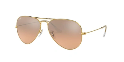 Ray Ban Original Aviator Sunglasses In Silver Pink Mirror